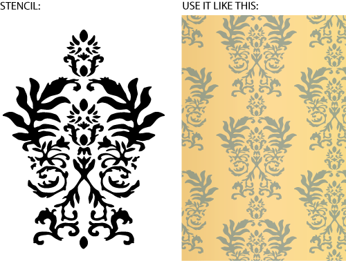 Large Italian leaf damask stencil