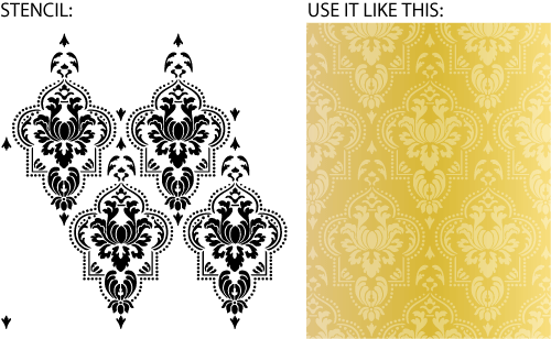 Moroccan wall covering damask stencil in a unique and original design ...