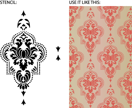 Large Moroccan flower damask stencil