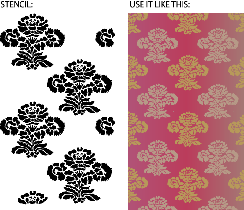 Hand Drawn Flower damask stencil