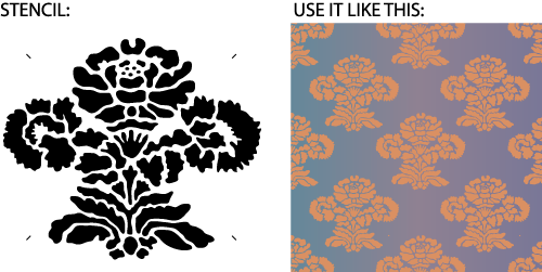 Large Hand Drawn Flower damask stencil