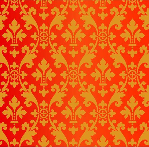 Leaf damask with crosses stencil