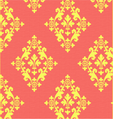 Large leaf damask with crosses stencil