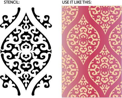 Large Moroccan wall covering damask stencil in 1overlay. Design from ...
