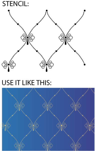 Pearl bow damask stencil