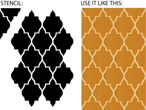 Moroccan tile wall covering damask stencil in a unique and original ...