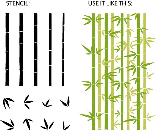 Bamboo wallcover stencil