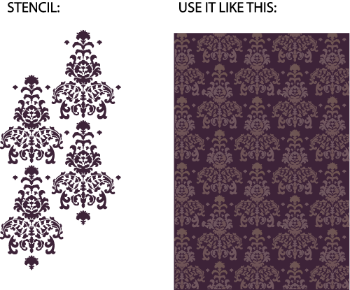 Decorative wall damask stencil