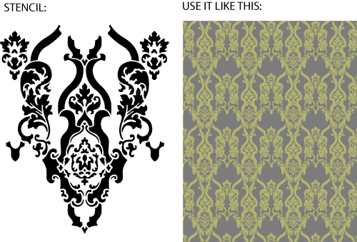 Decorative Victorian damask stencil