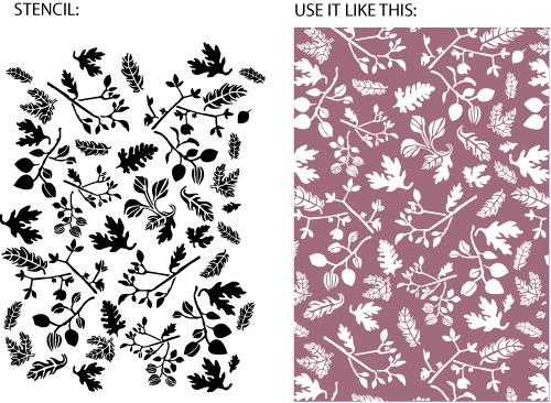 Leaf damask stencil by Anneka