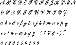 Commercial Script Alphabet Stencil