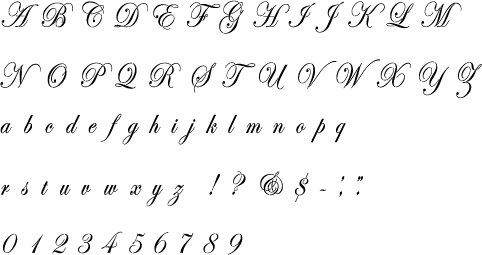 Edwardian Script Alphabet Stencil