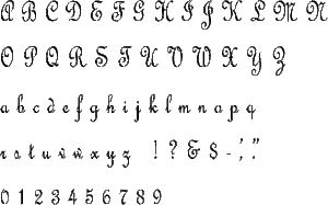 French Script Alphabet Stencil