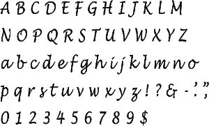 Lucida Handwriting Alphabet Stencil