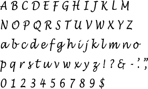 Lucida Handwriting Alphabet Stencil