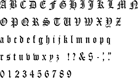 Old English Alphabet Stencil