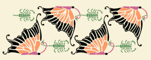 Art deco butterfly-scorpion border stencil A