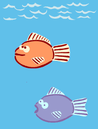 Two fun fish and wave stencil