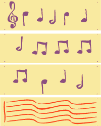 Hot Cross Buns music border stencil set