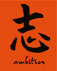 Chinese character: Ambition with word stencil