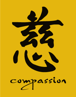 Chinese character: Compassion with word stencil