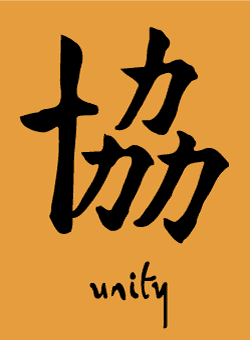 Chinese character: Unity with word stencil