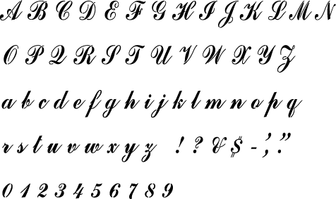 Commercial Script Alphabet Stencil