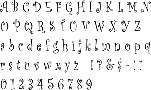 Curlz Alphabet Stencil