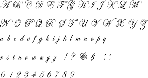 Edwardian Script Alphabet Stencil