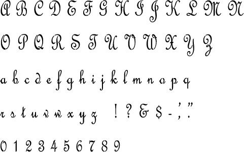 Alphabet letter stencils - Script style