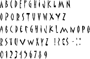 Papyrus complete alphabet letter and number stencil. – Stencil Planet