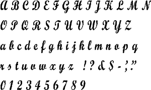 Script MT Bold Alphabet Stencil