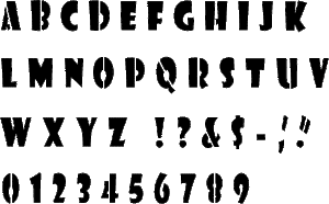 Showcard Gothic Alphabet Stencil (Uppercase Only)
