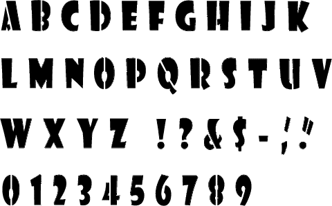 Showcard Gothic Alphabet Stencil (Uppercase Only)