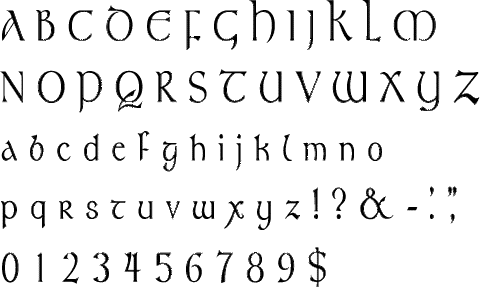 Tolkien Alphabet Stencil